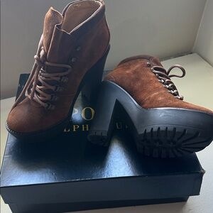 Polo Ralph Lauren suede boots Helene oiled suede snuff women’s size 7